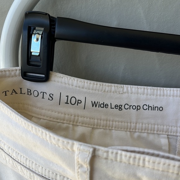 Talbots Wide Leg Cropped Chino Cream 10P - Picture 6 of 7